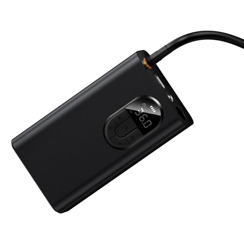 Compresor auto portabil, silentios, cu display digital Baseus, negru