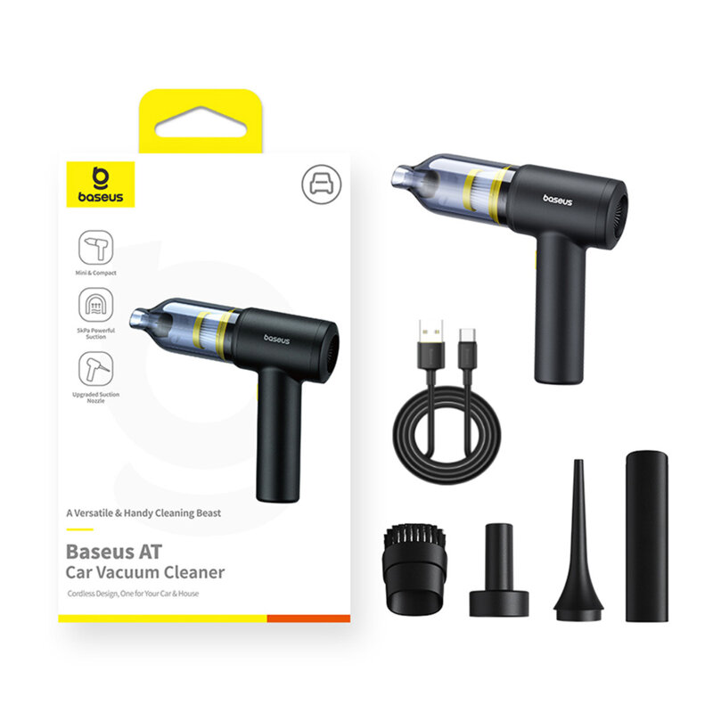 Aspirator auto fara fir T-shaped Baseus AT, 5000Pa, 45W, negru