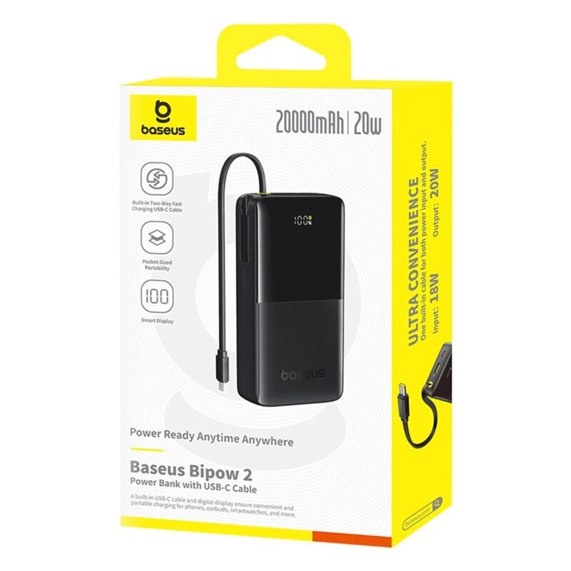 Baterie externa 20000mAh Bipow 2 Baseus, 20W, negru, P10077101113-01