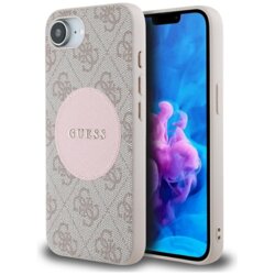 Husa iPhone 16e Guess 4G Circle Classic Logo MagSafe, roz, GUHMPSE4P4PGRSGP