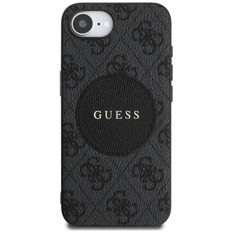 Husa iPhone 16e Guess 4G Circle Classic Logo MagSafe, negru, GUHMPSE4P4PGRSGK