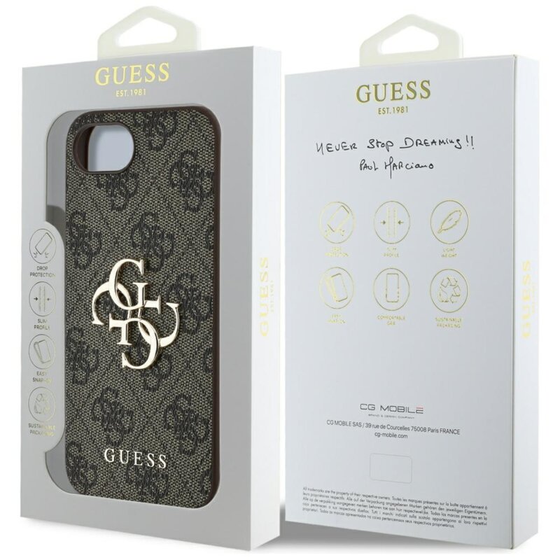 Husa originala Guess iPhone 16e Hardcase 4G Big Logo, maro, GUHCPSE44GMGBR