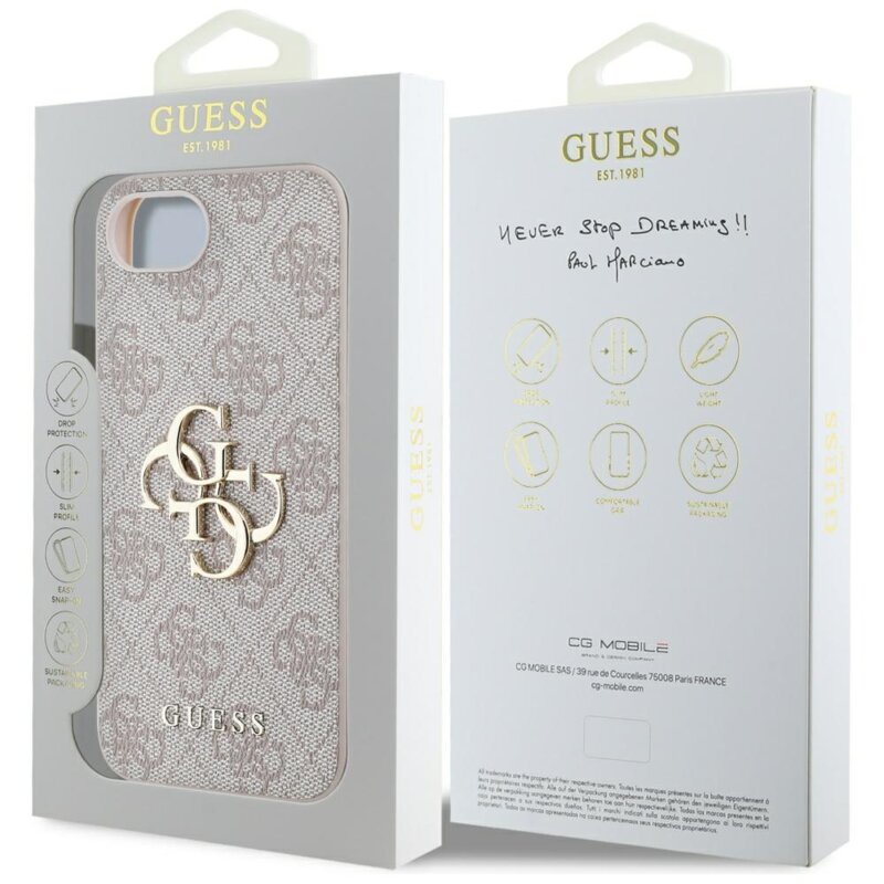 Husa originala Guess iPhone 16e Hardcase 4G Big Logo, roz, GUHCPSE44GMGPI