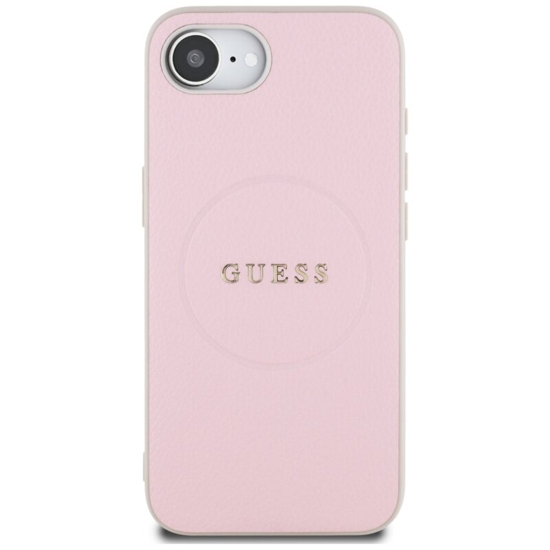 Husa iPhone 16e Guess Grained Gold Ring MagSafe, roz, GUHMPSE4PGHSMMP