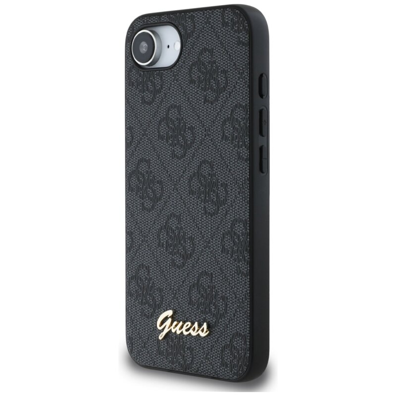 Husa originala Guess iPhone 16e Hardcase 4G Script Logo, negru, GUHMPSE4HG4SHK