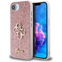 Husa Guess Glitter Fixed Big 4G iPhone 16e cu sclipici, roz, GUHCPSE4HG4SGP
