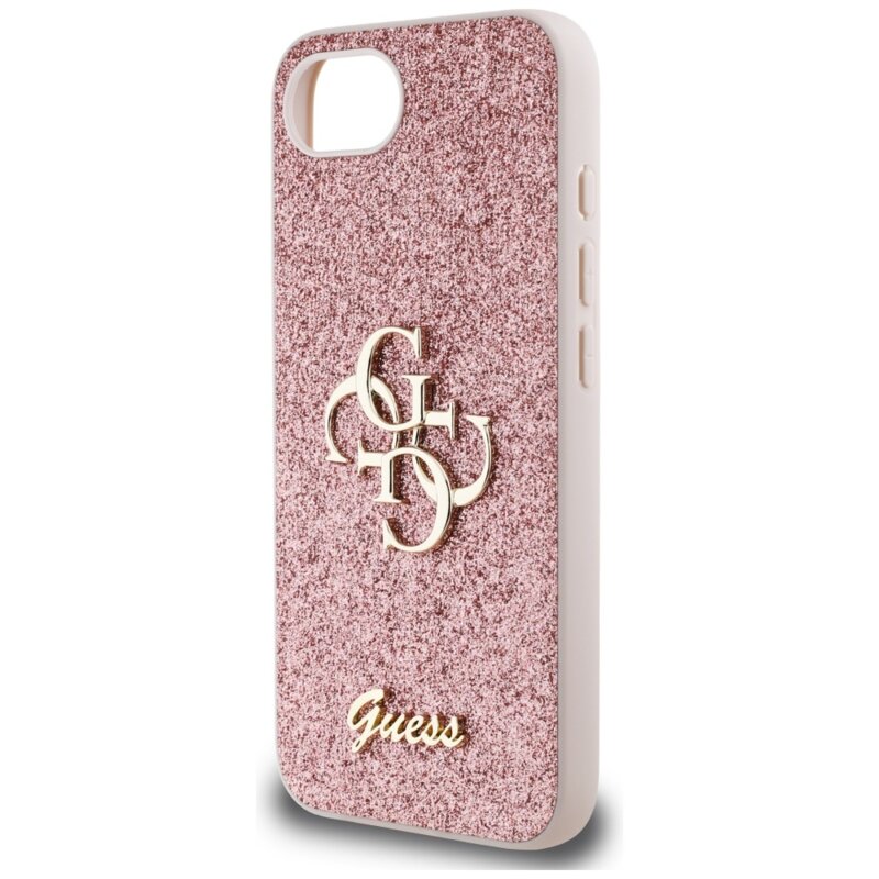 Husa Guess Glitter Fixed Big 4G iPhone 16e cu sclipici, roz, GUHCPSE4HG4SGP
