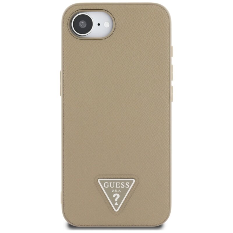 Husa originala Guess iPhone 16e Grained PU Triangle Logo MagSafe, maro, GUHMPSE4PGTSPSW