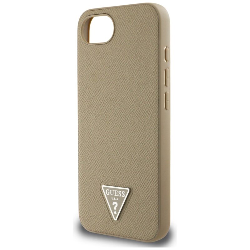 Husa originala Guess iPhone 16e Grained PU Triangle Logo MagSafe, maro, GUHMPSE4PGTSPSW