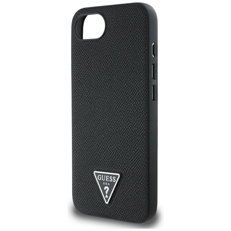 Husa originala Guess iPhone 16e Grained PU Triangle Logo MagSafe, negru, GUHMPSE4PGTSPSK