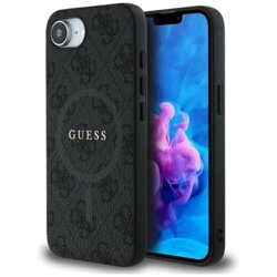 Husa iPhone 16e Guess 4G Ring Classic Logo MagSafe, negru, GUHMPSE4G4GFRK