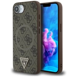 Husa iPhone 16e Guess 4G Ring Triangle Logo MagSafe, maro, GUHMPSE4P4TDPW