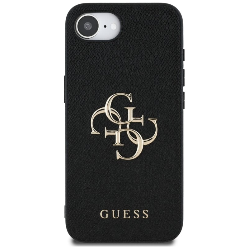 Husa originala Guess iPhone 16e Hardcase 4G Grained Big and Classic Logo, negru, GUHCPSE4PGT4MBK
