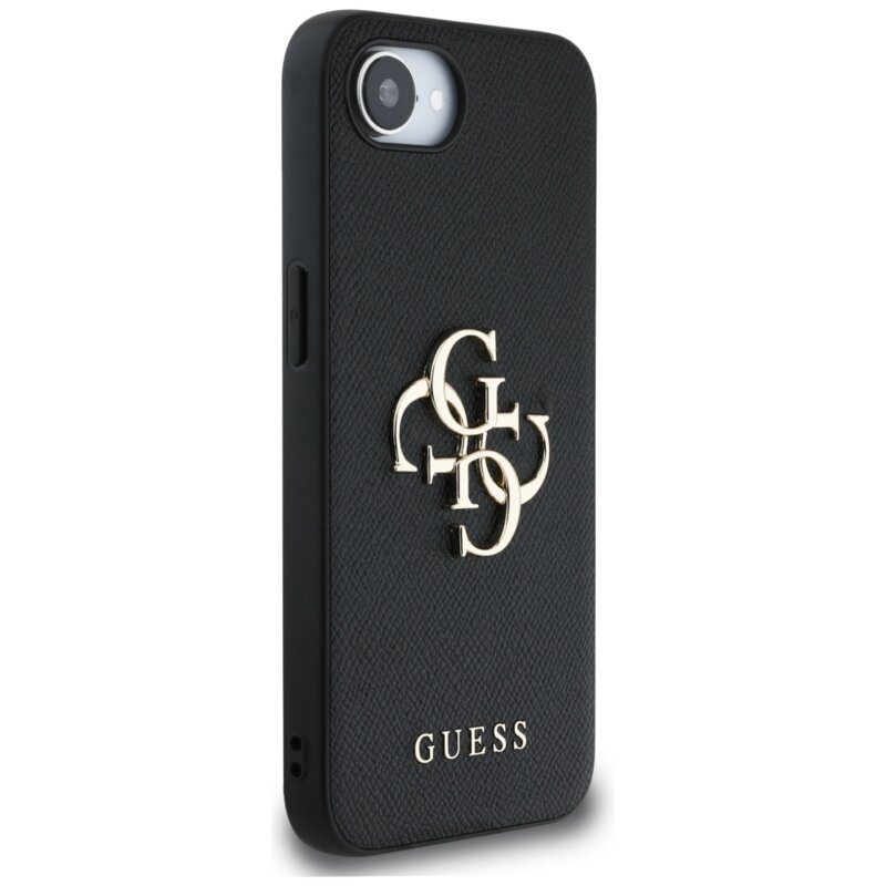 Husa originala Guess iPhone 16e Hardcase 4G Grained Big and Classic Logo, negru, GUHCPSE4PGT4MBK