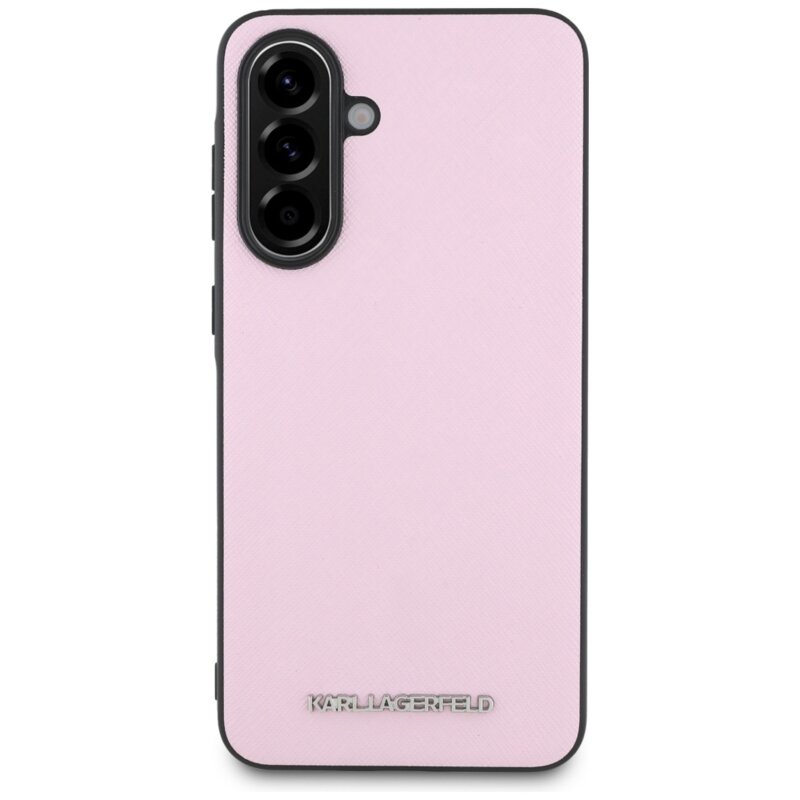 Husa originala Samsung Galaxy A56 5G Karl Lagerfeld Saffiano, roz, Metal Logo, KLHCSA56PSAFWMCP