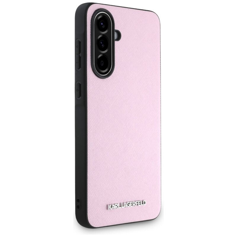 Husa originala Samsung Galaxy A56 5G Karl Lagerfeld Saffiano, roz, Metal Logo, KLHCSA56PSAFWMCP