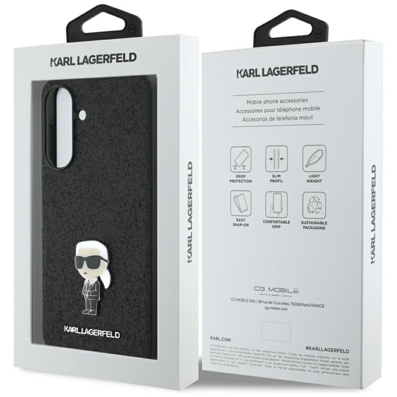 Husa Karl Lagerfeld Samsung Galaxy A36 5G Hardcase Glitter Fixed, negru, Ikonik Logo, KLHCSA36GKNPSK