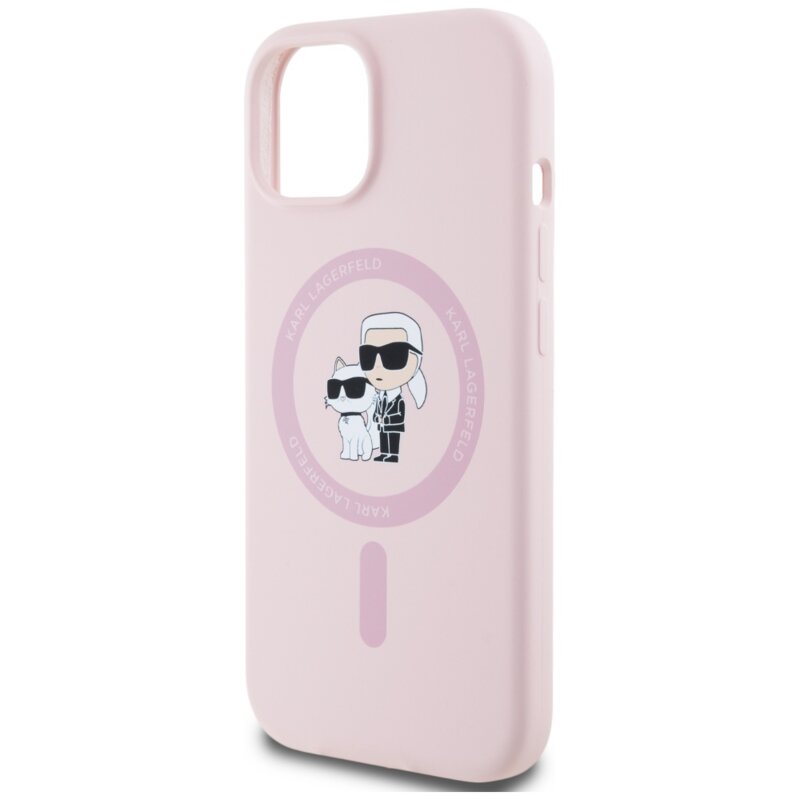 Husa Karl Lagerfeld iPhone 15 Silicone MagSafe, roz, Karl&Choupette, KLHMP15SSCMKCRHP