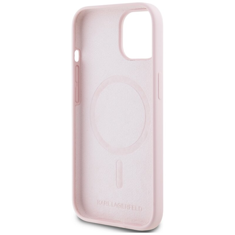 Husa Karl Lagerfeld iPhone 15 Silicone MagSafe, roz, Karl&Choupette, KLHMP15SSCMKCRHP