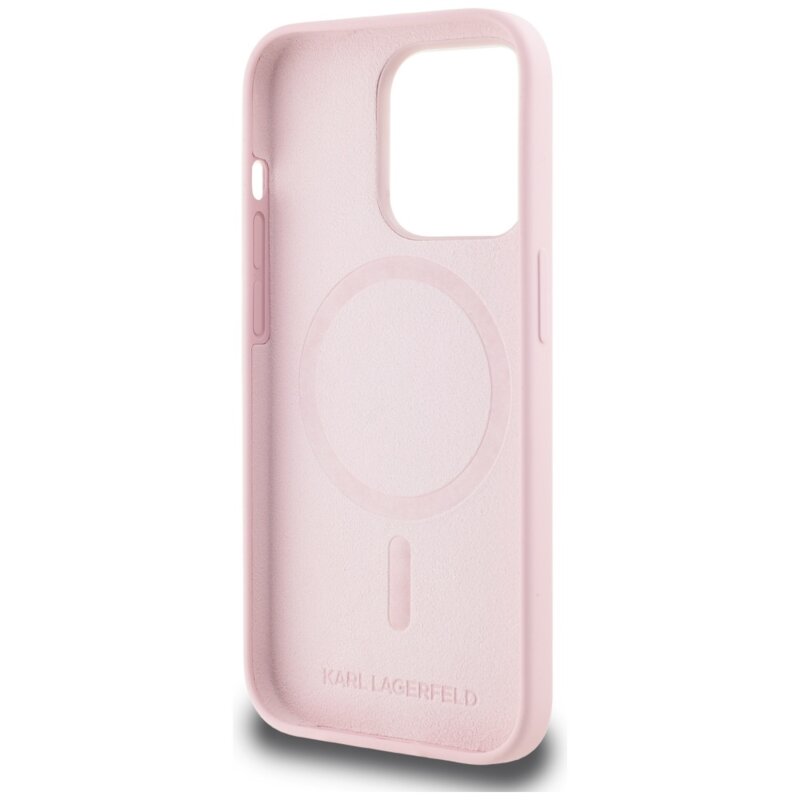 Husa Karl Lagerfeld iPhone 14 Pro Max Silicone MagSafe, roz, Karl&Choupette, KLHMP14XSCMKCRHP