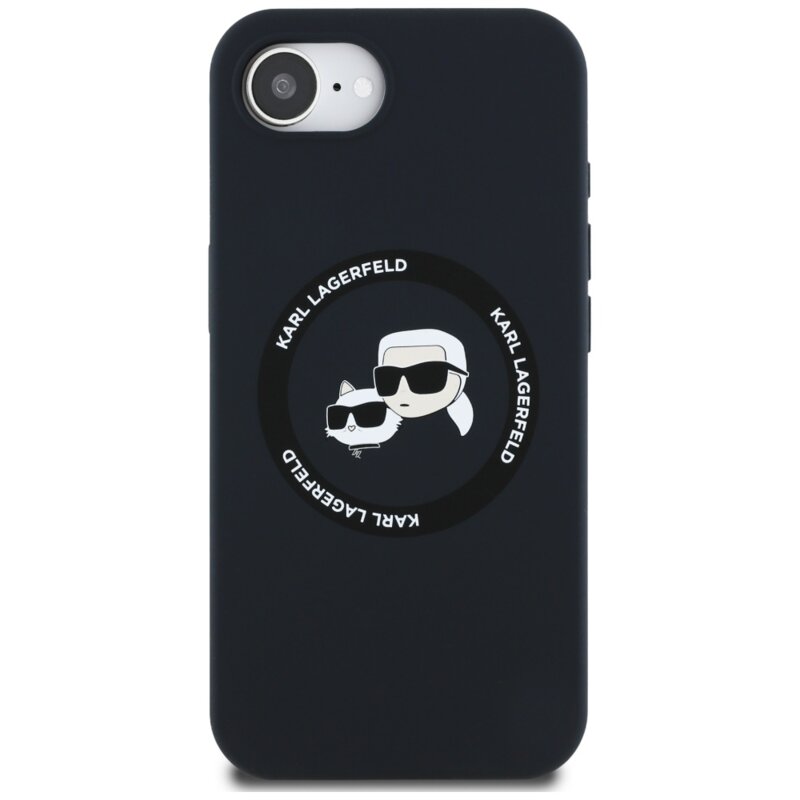 Husa Karl Lagerfeld iPhone 16e Silicone MagSafe, Karl&Choupette Head, negru, KLHMPSE4SKCHTCK