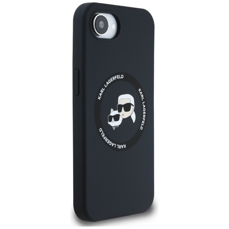 Husa Karl Lagerfeld iPhone 16e Silicone MagSafe, Karl&Choupette Head, negru, KLHMPSE4SKCHTCK