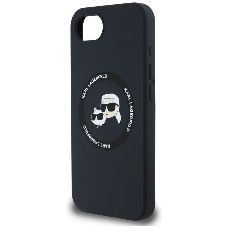 Husa Karl Lagerfeld iPhone 16e Silicone MagSafe, Karl&Choupette Head, negru, KLHMPSE4SKCHTCK