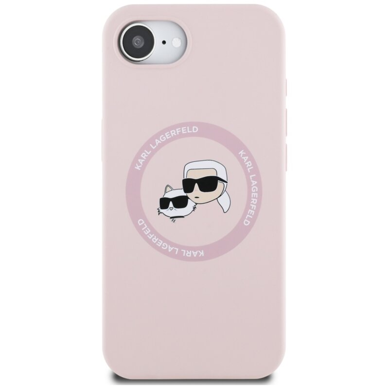 Husa Karl Lagerfeld iPhone 16e Silicone MagSafe, roz, Karl&Choupette Head, KLHMPSE4SKCHTCP
