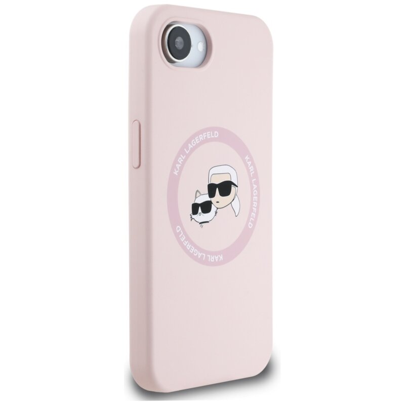 Husa Karl Lagerfeld iPhone 16e Silicone MagSafe, roz, Karl&Choupette Head, KLHMPSE4SKCHTCP