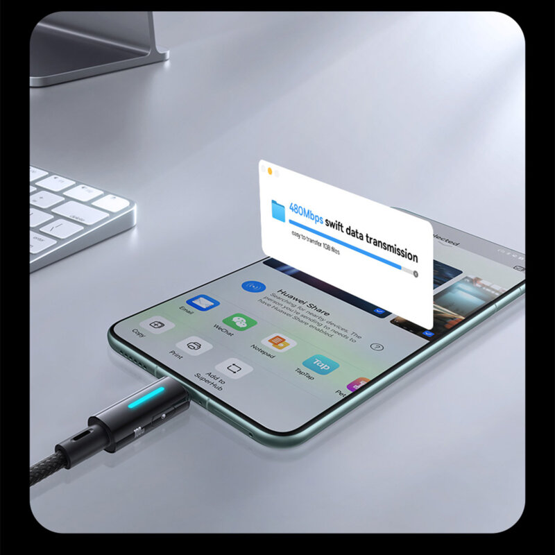 Cablu Fast Charge USB la Type-C 100W Baseus Lit, 2m, negru