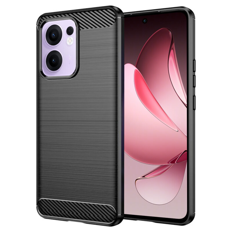 Husa Oppo Reno13 F 4G Techsuit Carbon Silicone, negru