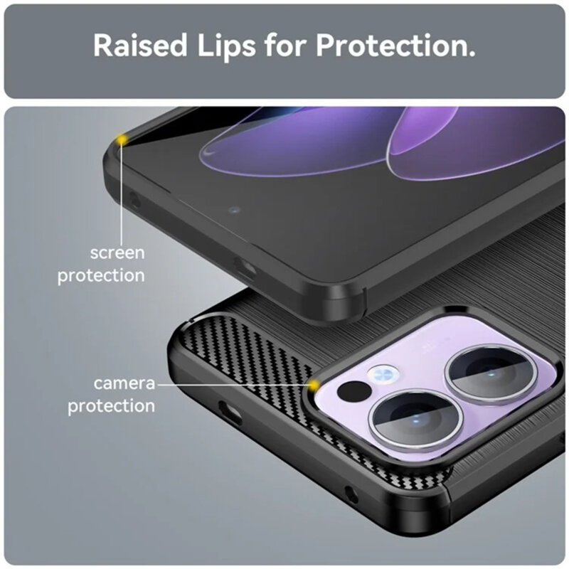 Husa Oppo Reno13 F 5G Techsuit Carbon Silicone, negru