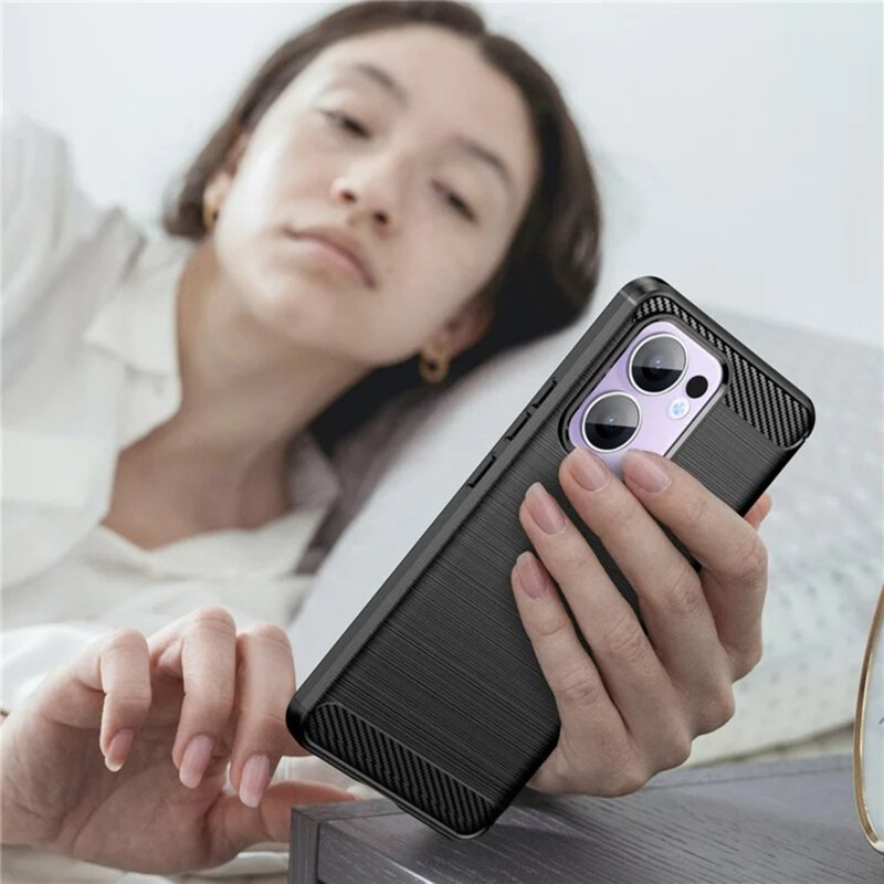 Husa Oppo Reno13 F 5G Techsuit Carbon Silicone, negru