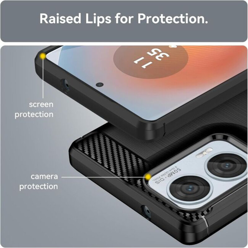 Husa Motorola Moto E15 Techsuit Carbon Silicone, negru