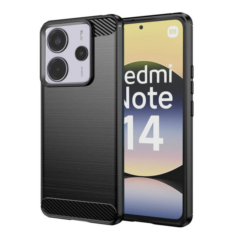 Husa Xiaomi Redmi Note 14 4G (Regional) Techsuit Carbon Silicone, negru