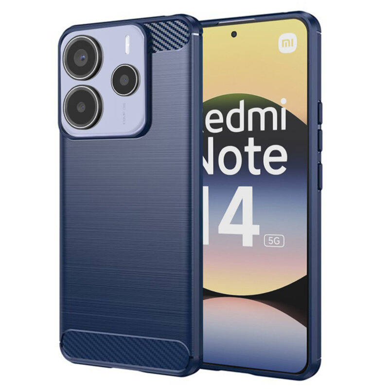 Husa Xiaomi Redmi Note 14 5G Techsuit Carbon Silicone, albastru