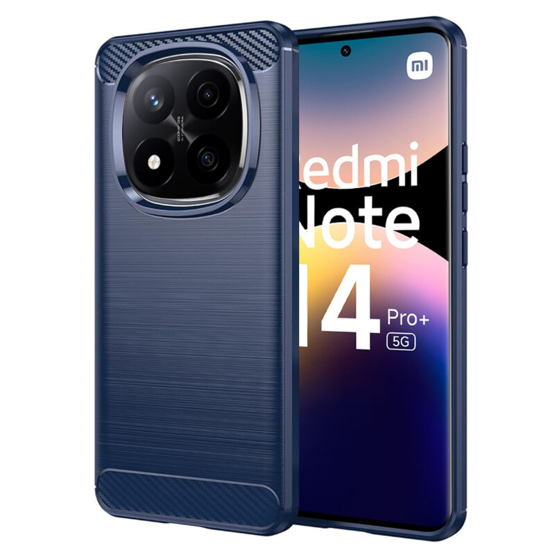 Husa Xiaomi Redmi Note 14 Pro+ 5G Techsuit Carbon Silicone, albastru