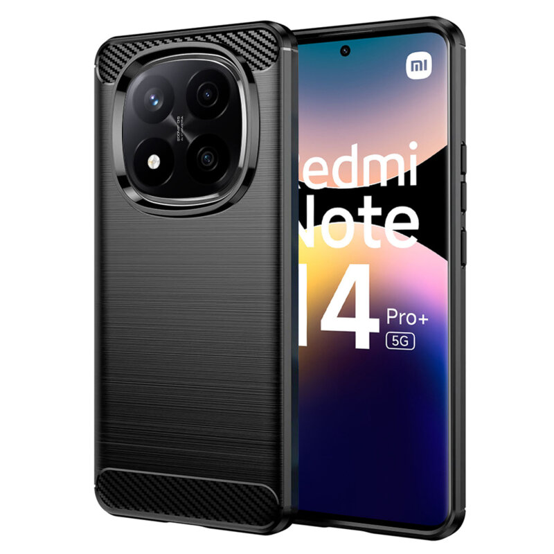 Husa Xiaomi Redmi Note 14 Pro+ 5G Techsuit Carbon Silicone, negru