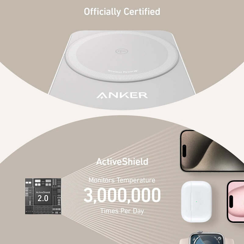 Incarcator wireless pentru Apple 3in1 Anker, 15W, B2557321, alb