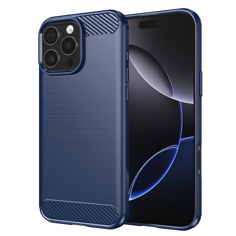 Husa iPhone 16 Pro Max Techsuit Carbon Silicone, albastru