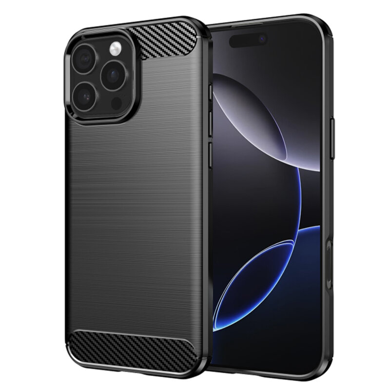 Husa iPhone 16 Pro Max Techsuit Carbon Silicone, negru