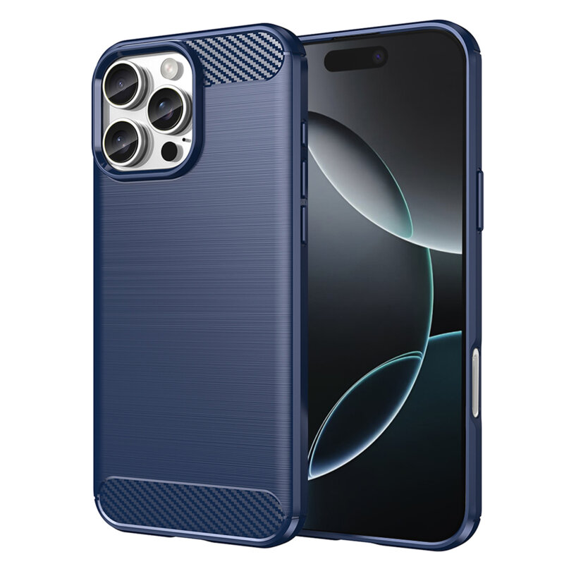Husa iPhone 16 Pro Techsuit Carbon Silicone, albastru