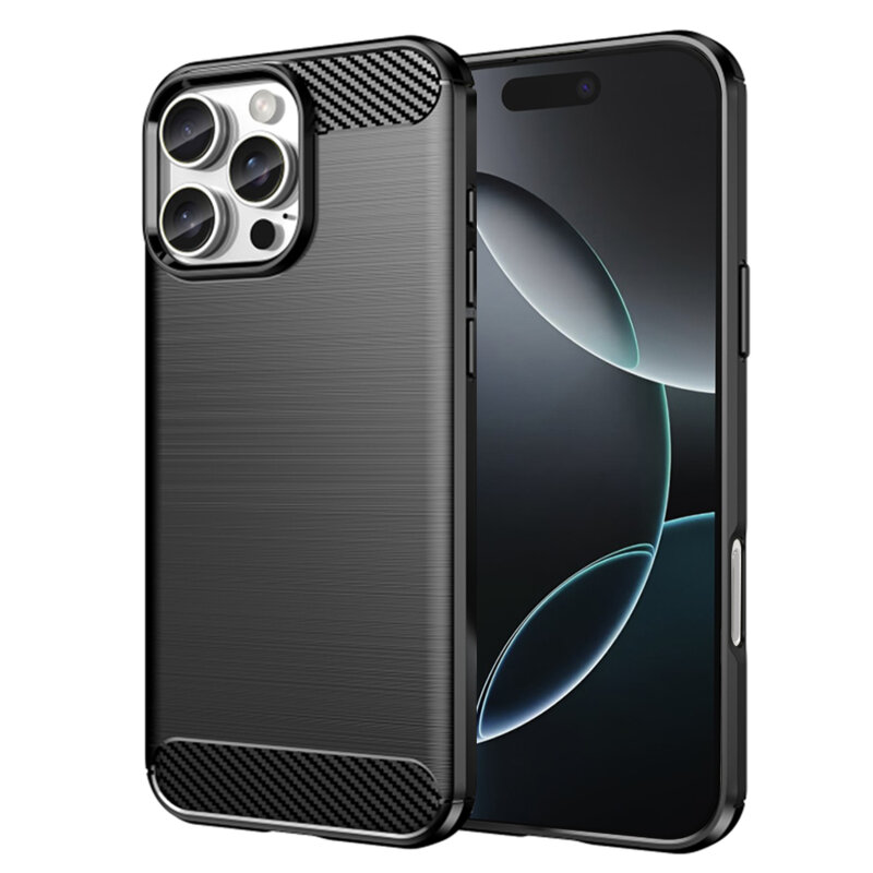 Husa iPhone 16 Pro Techsuit Carbon Silicone, negru