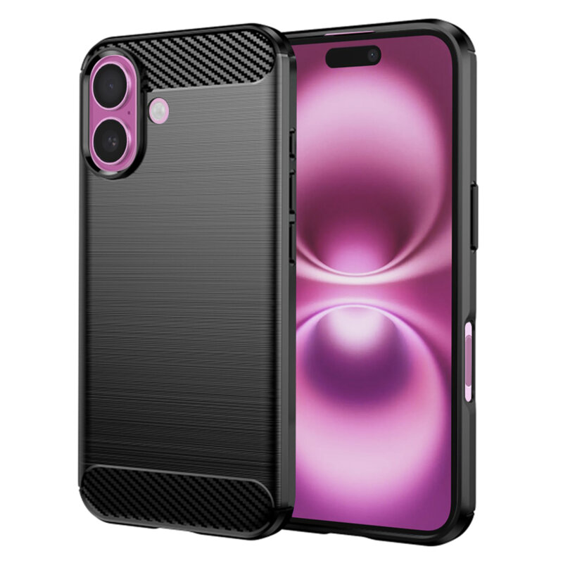 Husa iPhone 16 Plus Techsuit Carbon Silicone, negru