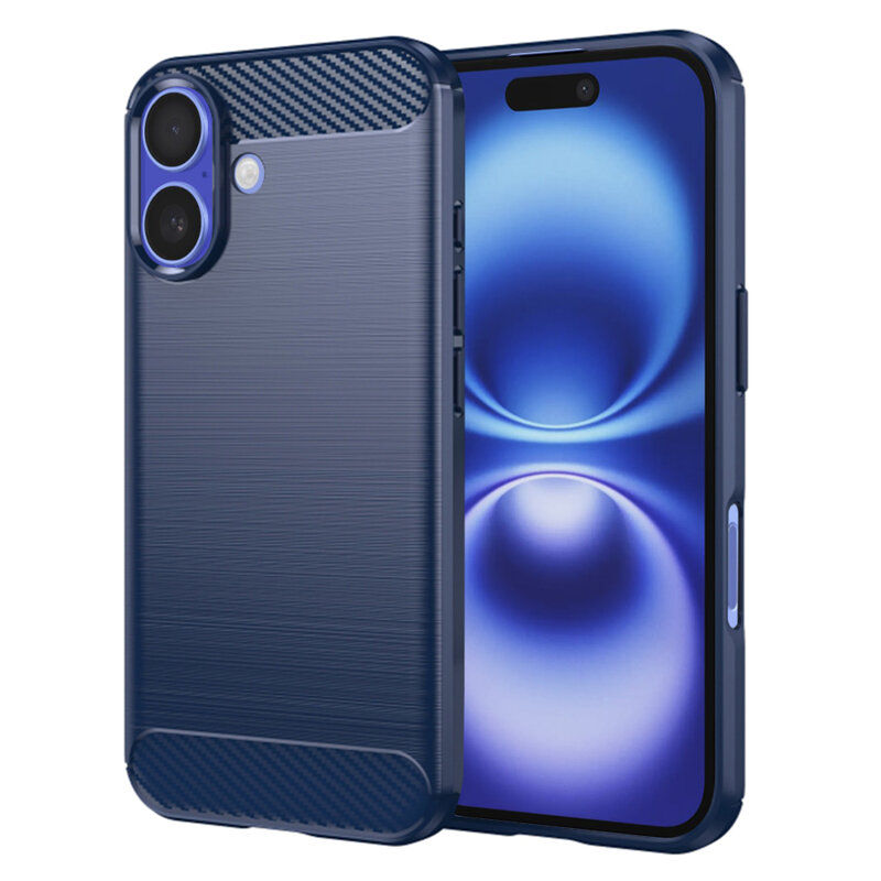 Husa iPhone 16 Techsuit Carbon Silicone, albastru