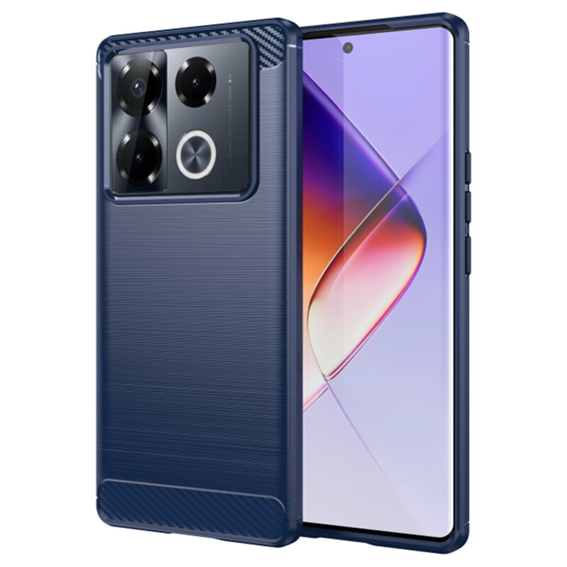 Husa Infinix Note 40 Pro+ Techsuit Carbon Silicone, albastru