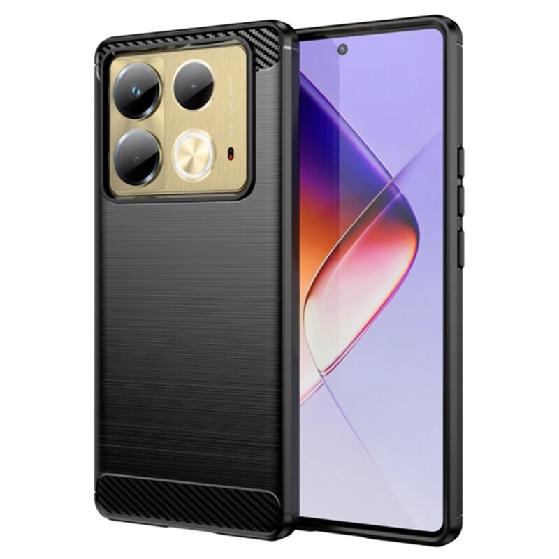 Husa Infinix Note 40 Techsuit Carbon Silicone, negru