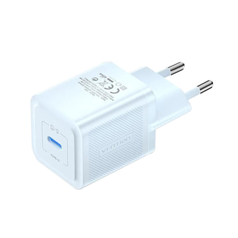 Incarcator priza GaN, Type-C, 20W, Vention, FEPL0-EU, bleu