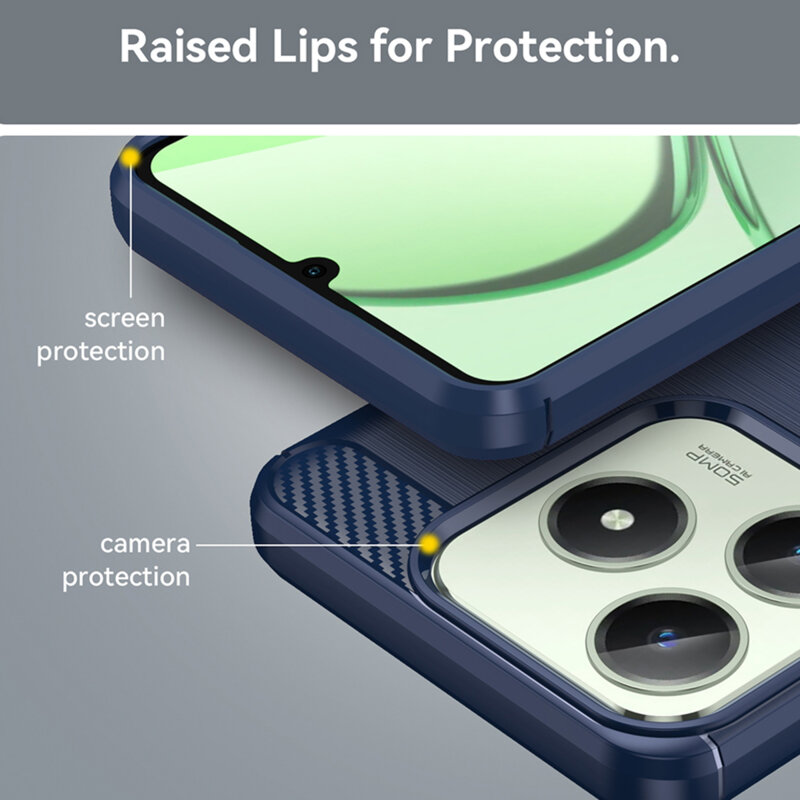 Husa Realme C61 Techsuit Carbon Silicone, albastru