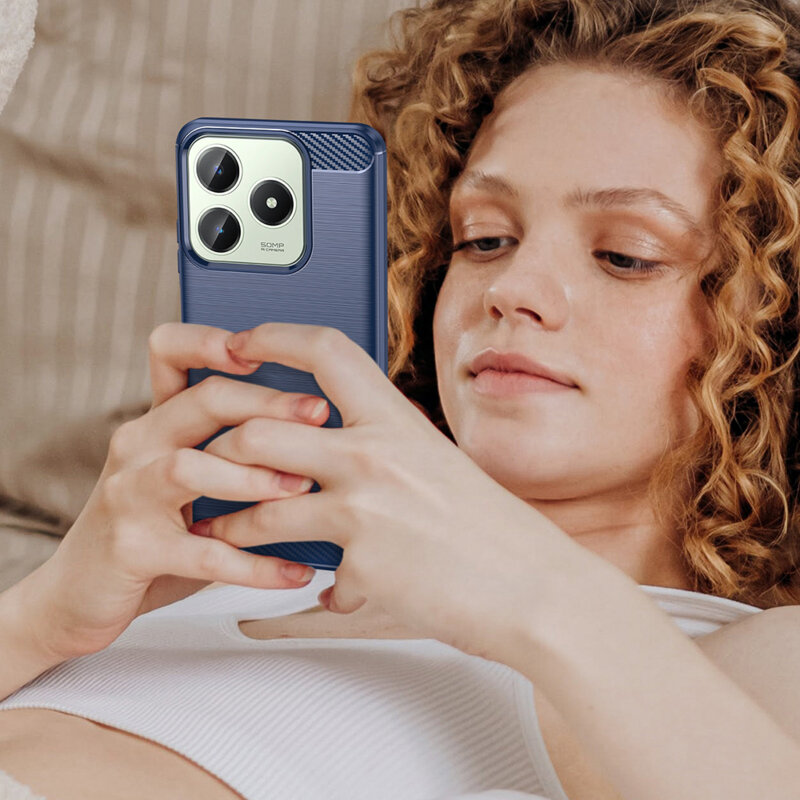 Husa Realme C61 Techsuit Carbon Silicone, albastru